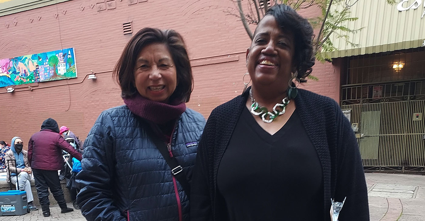 Pictured: (Left0 Aliza Gallo, Strong Native Workforce (Representing District 5 Councilmember Noel Gallo); and Germaine Davis, Oakland Private Industry Council.