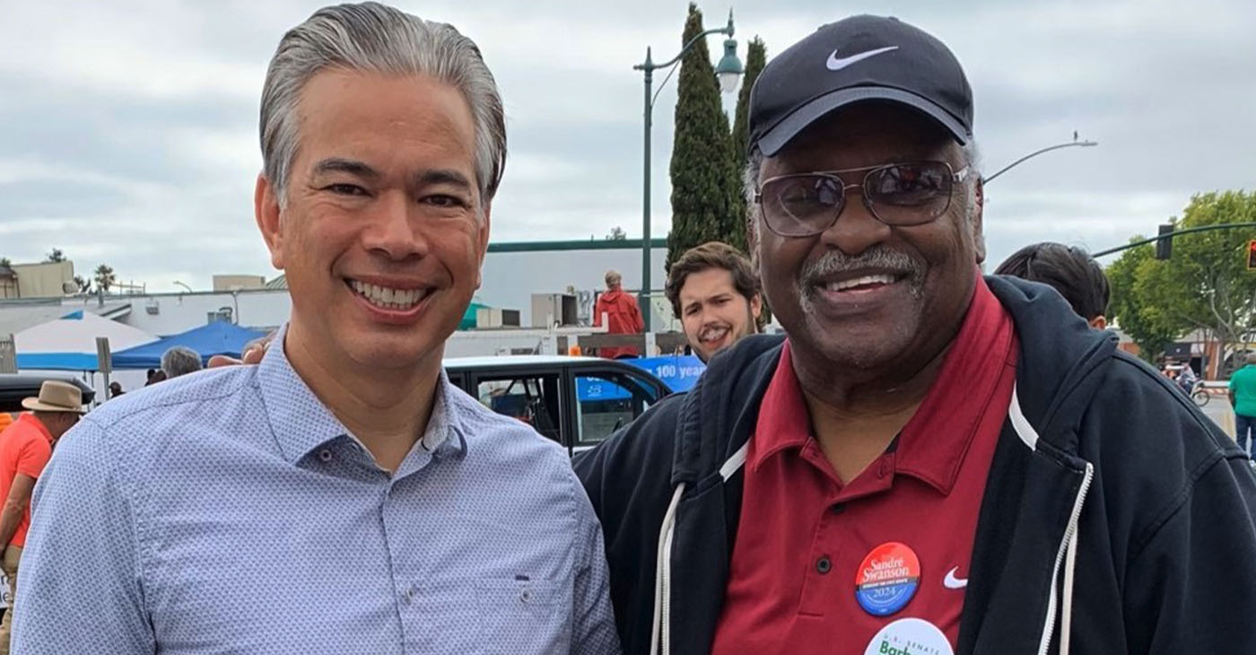 State Senate candidate Sandré Swanson and California Attorney General Rob Bonta.