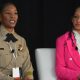 San Francisco District Attorney Brooke Jenkins (right) at the Shift Happens: Women's Policy Summit in San Francisco. Tanzanika Carter, assistant sheriff of the San Francisco Sheriff's Dept., is on the left. (Antonio Ray Harvey/CBM)