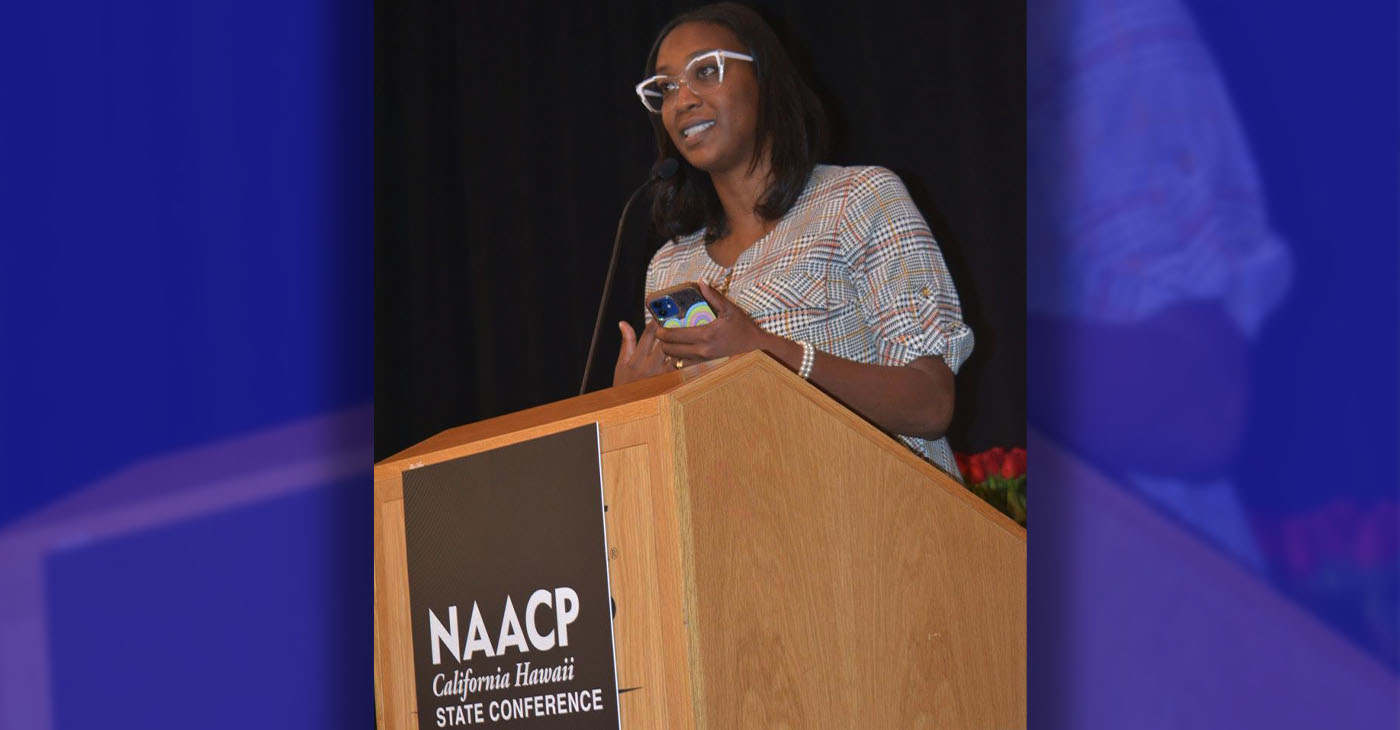 Los Angeles-based attorney Kamilah Moore shared information about the California Reparations Task Force and the importance of the NAACP. CBM photo by Antonio Ray Harvey.