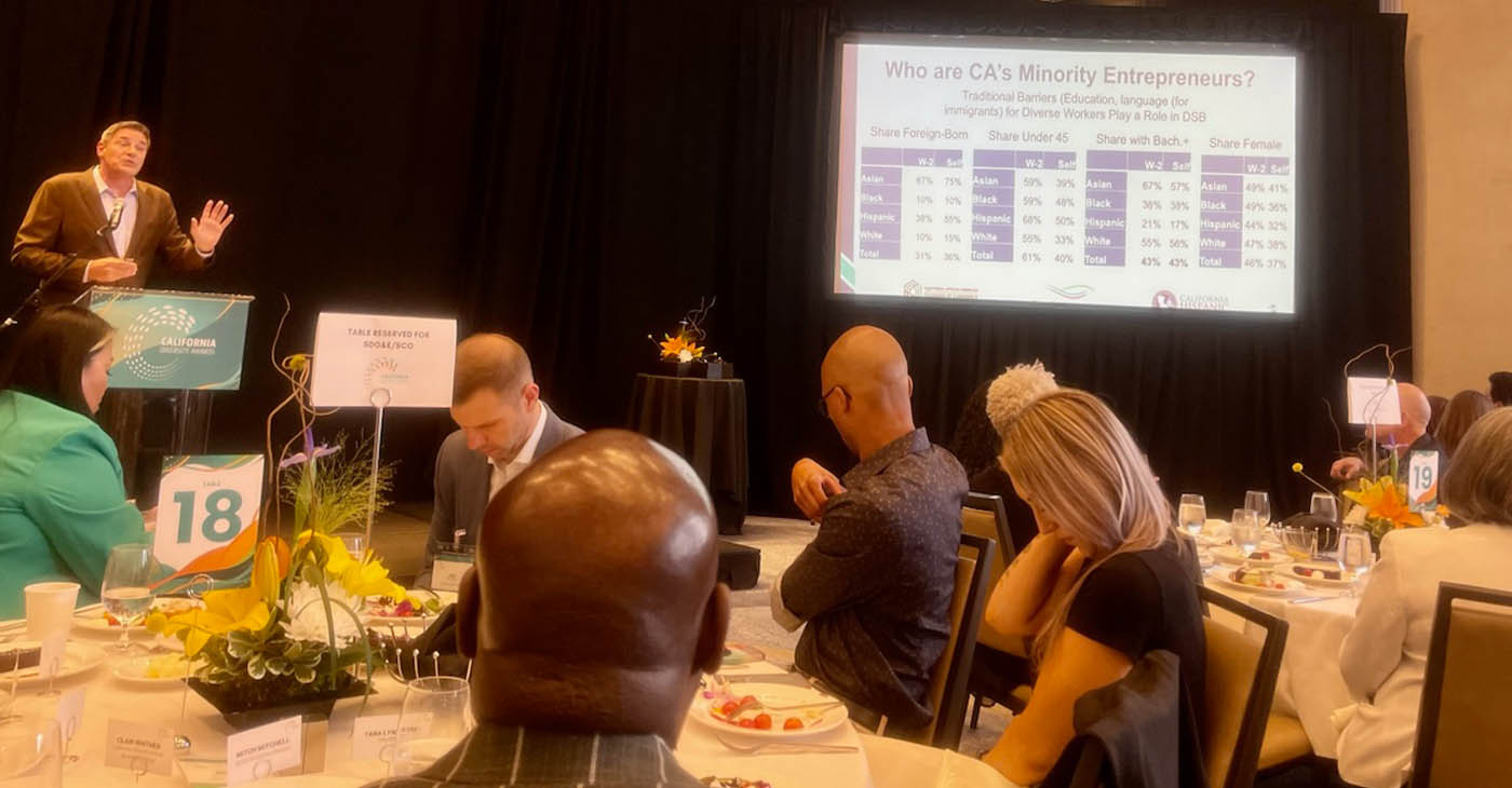 The Ethnic Chamber Diversity Luncheon held in Sacramento on June 27. The audience listens to the report on the state of small diverse businesses in California. (CBM staff photo)