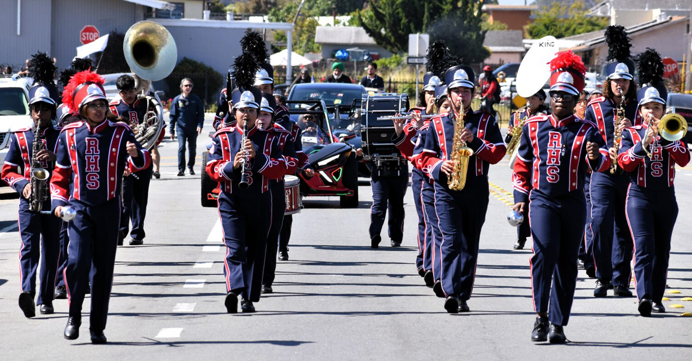 A marching band followed the parade route from Kennedy High School to Nicholl Park. Photos by Mike Aldax and Mike Kinney.