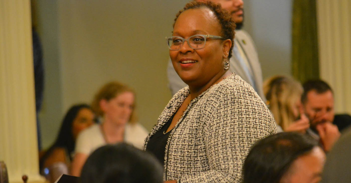 Asm. Lori Wilson (Suisun City), Chair of the California Legislative Black Caucus. The Senate advanced ACA 8, a bill authored by Wilson, with a 33-3 vote on June 27. The bill would remove language regarding involuntary servitude from the California Constitution. It will be placed on the November ballot for voters to decide. CBM photo by Antonio Ray Harvey.