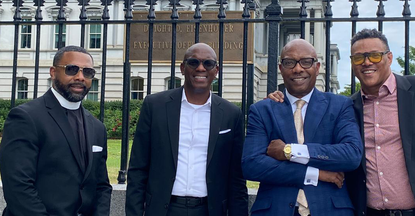 Oakland pastors at the White House to End Gun Violence. (L-R) Pastors Darnell Hammock, Bishop Keith Clark, Pastor Michael Wallace, and Pastor Zachary Carey. Photo courtesy of ION (Impact Oakland Now).