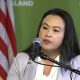 Oakland Mayor Sheng Thao during a press conference following the FBI raid on her home. Photo courtesy ABC7 San Francisco.