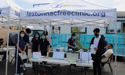 Orange, CA - June 3, 2023: Partners in Hope Clothing Distribution, including food and medical help. The event provided showers, washer and dryers, and phone charges for the homeless population.