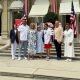 First Lady Jill Biden stands with some members of the U.S. delegation to the Paris 2024 Olympic Games.