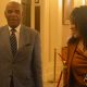 California State Sen. Steven Bradford (D-Inglewood), left, and his Chief of Staff Carolyn McIntyre, right, leave the Senate chambers on May 21 at the State Capitol after three of Bradford's reparations bills passed off the floor, including SB 1403 (California American Freedmen Affairs Agency). (CBM photo by Antonio Ray Harvey).