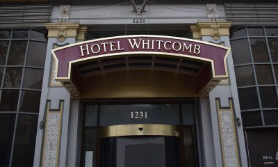 Hotel Whitcomb was previously a temporary location for San Francisco City Hall and most recently was occupied by residents during the pandemic for isolation. Advocates want the city to transform the space into permanent supportive housing. Photo by Magaly Muñoz.