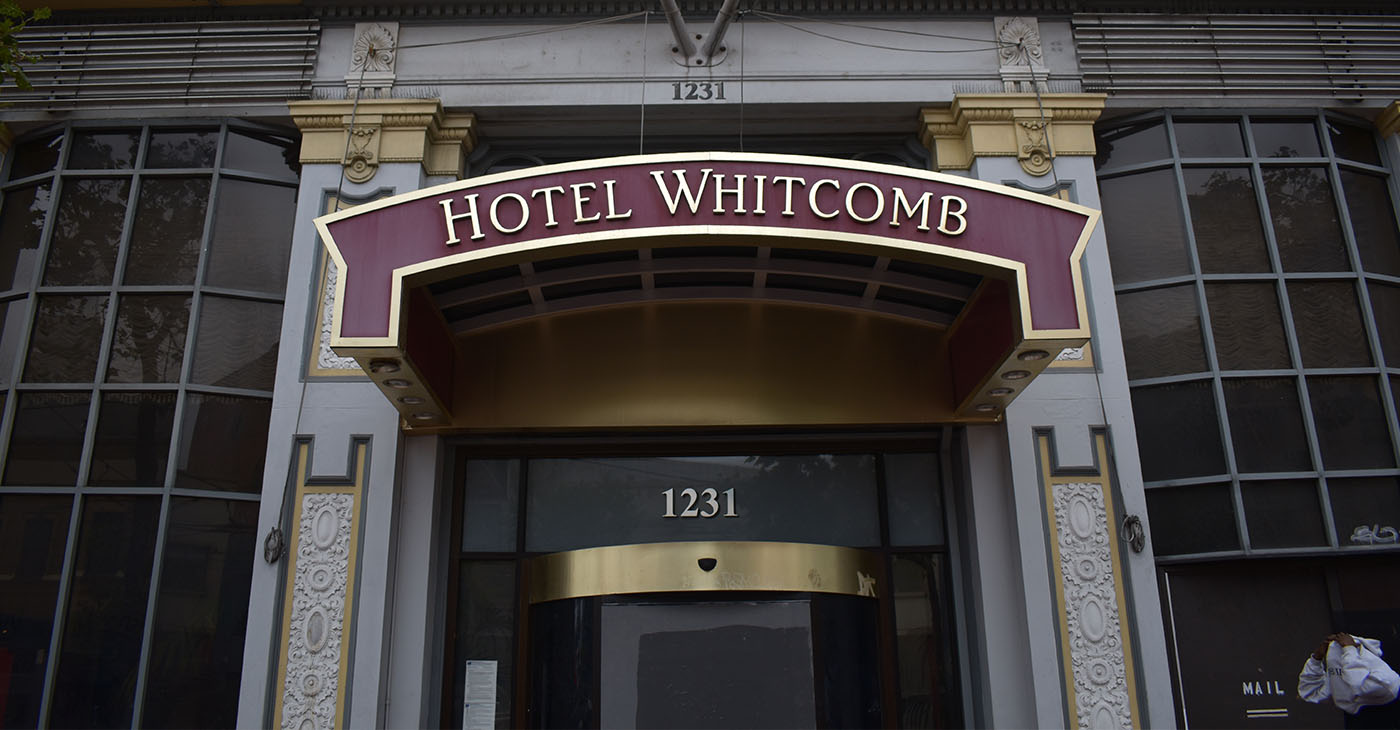 Hotel Whitcomb was previously a temporary location for San Francisco City Hall and most recently was occupied by residents during the pandemic for isolation. Advocates want the city to transform the space into permanent supportive housing. Photo by Magaly Muñoz.