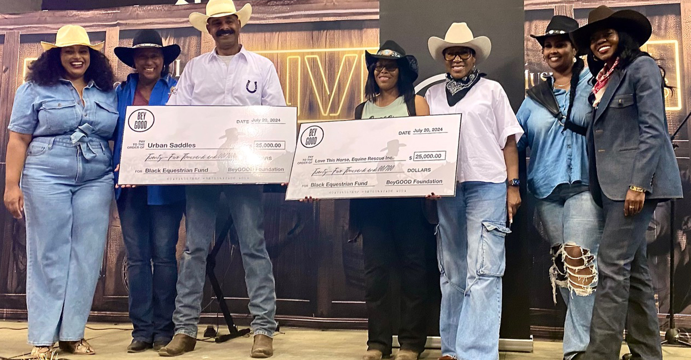 The Bill Pickett Invitational Rodeo celebrated its 40th anniversary with a partnership with the BeyGOOD Foundation, donating a total of $50,000 in grants. Ron Recasner accepted $25,000 for Urban Saddles, and Allie Harvey accepted $25,000 for Love This Horse Equine Rescue. Seventeen-year-old Erna Valdivia made history as the first African American woman to compete in the prestigious Tevis Cup endurance ride