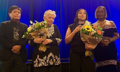 (Left to Right) This column’s author, Emil Guillermo; Sandy Close, founder of Ethnic Media Services; Regina Brown Wilson, Executive Director of California Black Media; and Pamela Anchang, Editor of Chief of Immigrant Magazine at the Ethnic Media Awards in Sacramento. Photo Courtesy of EMS.