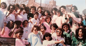 Harris (upper left) on the campus of Howard University with her Alpha Chapter AKA members (1986).