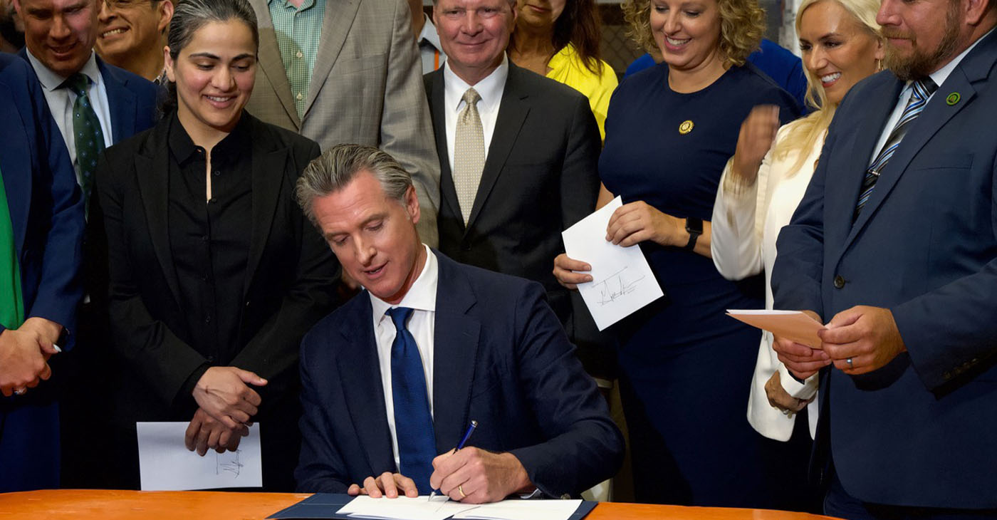 San Jose, CA - Aug 16, 2024: Governor Gavin Newsom signing 10 new bills, groundbreaking legislation aimed at combating retail crime in California. (Shutterstock) By Eric Harris, Special to California Black Media Partners