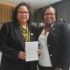 Asm. Mia Bonta (D-Oakland) and Asm. Lori Wilson (D-Suisun City), Chair of the Legislative Black Caucus, in Sacramento on September 26, celebrate after Gov. Newsom signed several CLBC bills into law. Photo by Antonio Ray Harvey, California Black Media (CBM).