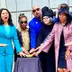 Attending the unveiling of the monument to the late Dr. Maya Angelou were, from left, Dr. Gina M. Fromer, CEO Glide Foundation; San Francisco Mayor London Breed, Rosa Johnson, (Angelou’s niece); Ralph Remington, San Francisco director of Cultural Affairs; Lava Thomas, artist and creator; Denise Bradley-Tydus, former interim director of Cultural Affairs; San Francisco Poet Laureate Genny Lim, and San Francisco City Librarian Michael Lambert. Photo by Linda Parker Pennington.