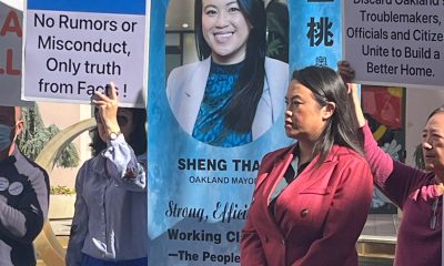 Oakland Mayor Sheng Thao spoke Tuesday, Oct. 15, at a unity rally to oppose the campaign to recall her two years into her four-year term. Photo by Ken Epstein.