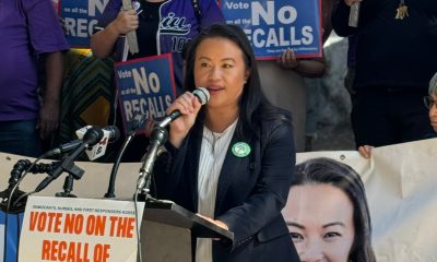 Mayor Sheng Thao spoke Sunday, Oct. 6 at a campaign rally to reject the billionaire-backed recall on the Nov. 5 ballot. Photo courtesy of Oaklanders Defending Democracy.