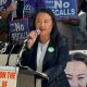 Mayor Sheng Thao spoke Sunday, Oct. 6 at a campaign rally to reject the billionaire-backed recall on the Nov. 5 ballot. Photo courtesy of Oaklanders Defending Democracy.