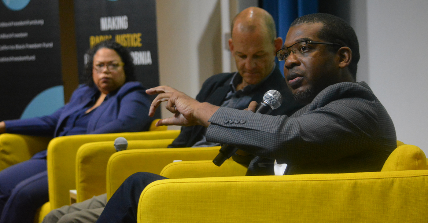 At the State of Black California event in Sacramento on Sept. 14. From left to right: Asm. Corey Jackson (D-Moreno Valley), Asm. Chris Holden (D-Sacramento) and Asm. Mia Bonta (Oakland).