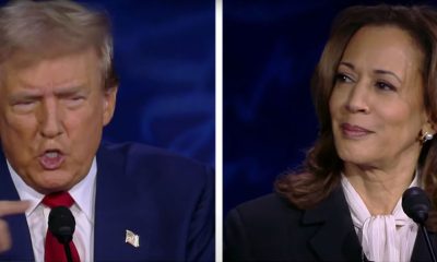 Former President Donald Trump and Vice President Kamala Harris during their first presidential debate Philadelphia on Tuesday night. Photo: Screen capture from ABC News feed of the debate.