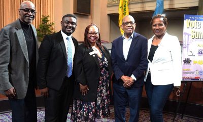 Panelists at the San Francisco Bay NPHC Vote Smart Summit , from left to right : Dr. Joseph Marshall, Owen Knapper Jr., Solano County Supervisor Wanda Williams, Hon. Elihu Harris and Hon. Lynette McElhaney. Soulbeat photo.