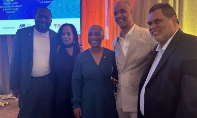 Members of the Black press met with Sen. Laphonza Butler (D-CA) last week. Left to right, they are; Southern California Observer News Group Publisher James Lucky, LA Focus Publisher Lisa Collins, Senator Butler, Sacramento Observer Publisher Larry Lee and Brian Townsend, precinct reporter.