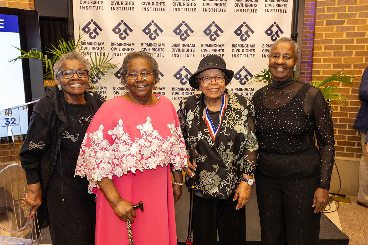 Odessa Woolfolk, center, renowned educator, civic leader and lifelong advocate for Civil and Human Rights and the 2024 Fred L. Shuttlesworth Human Rights Award winner with Rosilyn Houston, Birmingham Civil Rights Institute Board Chair; and Mike Goodwich, (Mike & Gillian Goodrich Foundation) at the Birmingham Civil Rights Institute’s 32nd Anniversary Celebration. (Provided)