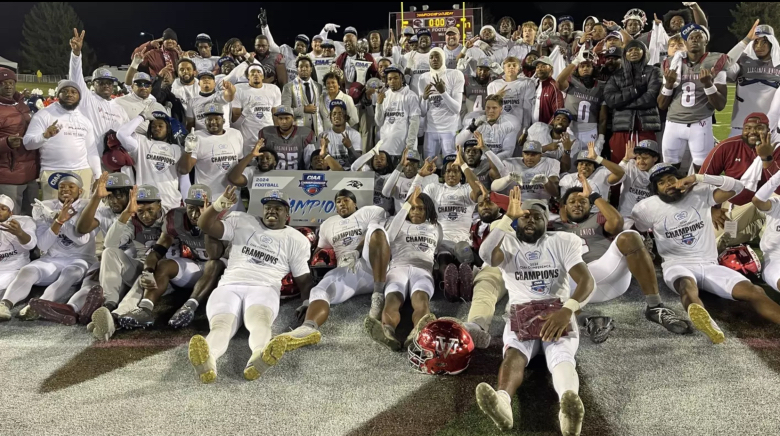 Virginia Union University celebrates after defeating Virginia State University, and winning the regular season CIAA title in Salem, Virginia, on Nov. 16. (Courtesy photo)