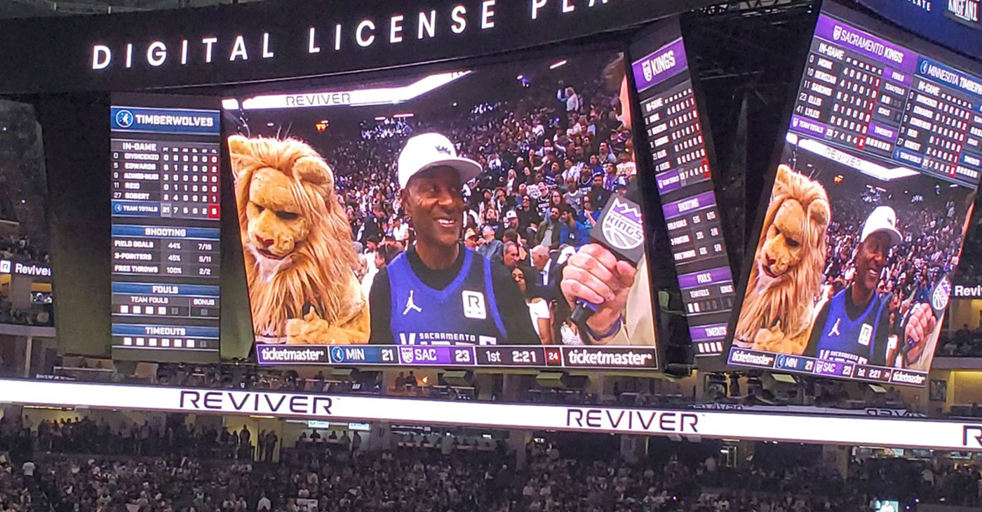 Reviver founder and Chief Strategy Officer Neville Boston attended the Sacramento Kings' season opener at Golden 1 Center, witnessing players debut the company's patch. Reviver proudly supports the Sacramento Kings' community and diversity, equity, and inclusion initiatives. Photo by Antonio Ray Harvey, California Black Media (CBM).