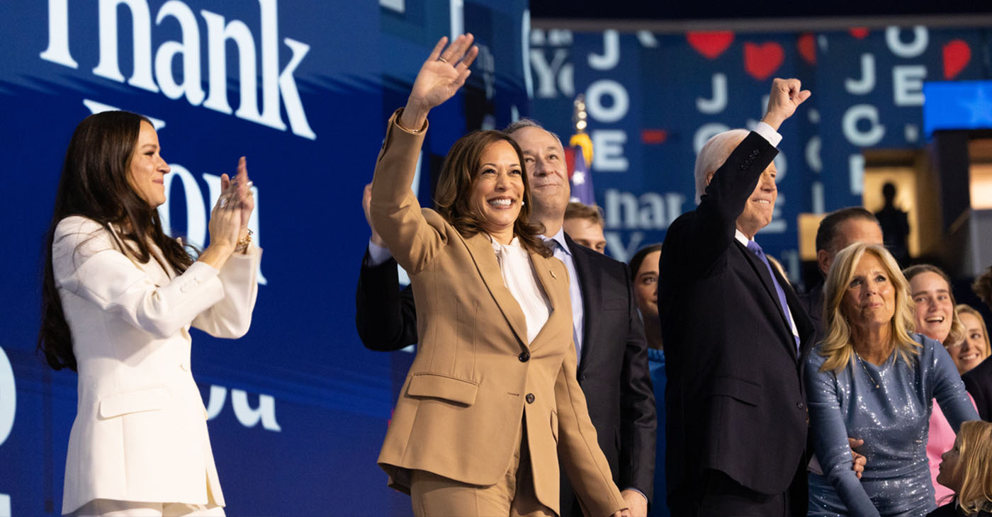 V.P. Kamala Harris at the DNC in Chicago. Photo by Max Elramsisy.