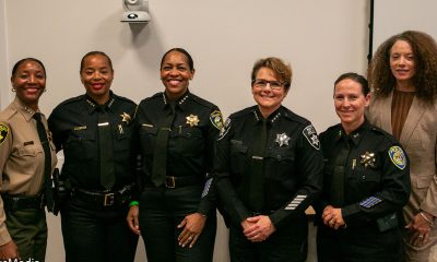 Women on law enforcement leadership at the Oakland PIC career fair included San Leandro Chief of Police Angela Averiett, City of Richmond Police Chief Bisa French, City of Napa Police Chief Jennifer Gonzales, BART Deputy Chief of Police Gina Galetti, and Jonni Redick, retired assistant chief of the California Highway Patrol. Photo by Carla Thomas.