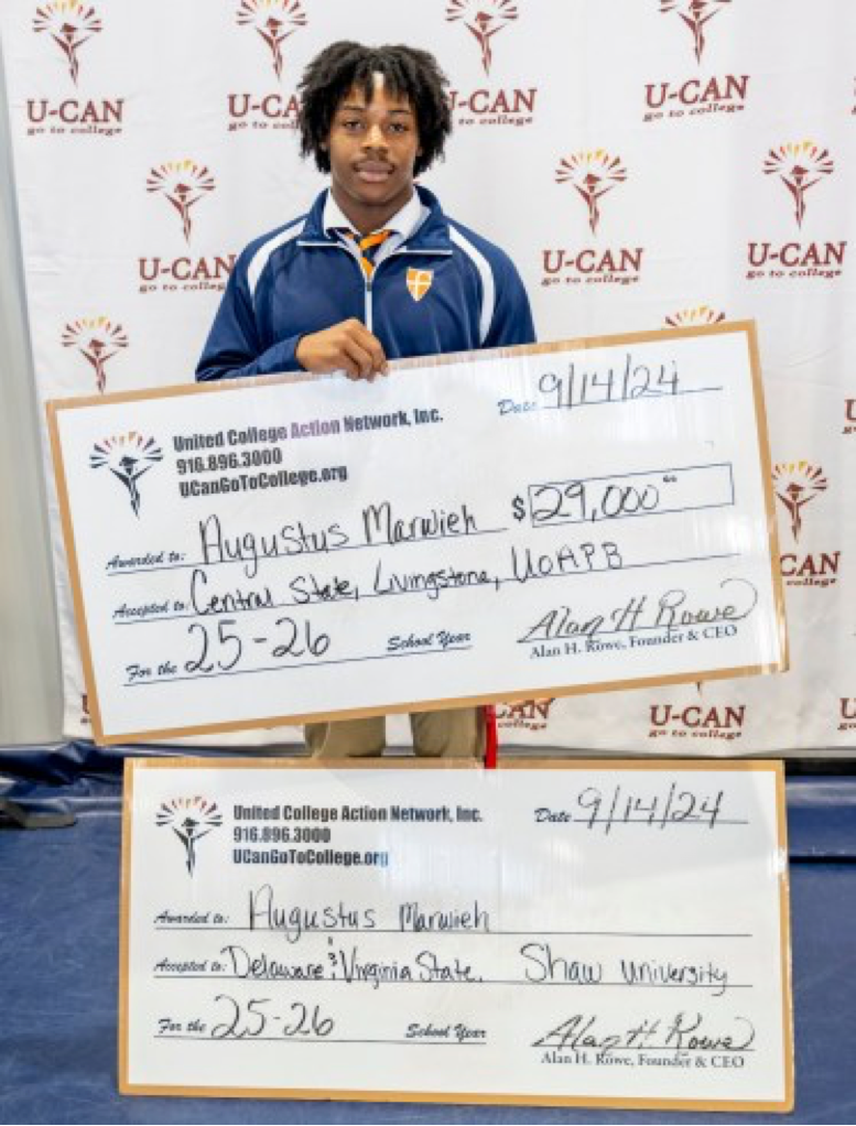 Student August Marwieh displays his college acceptances and scholarships at the U-CAN 2024 HBCU College fair. Russell Stiger Jr., OBSERVER