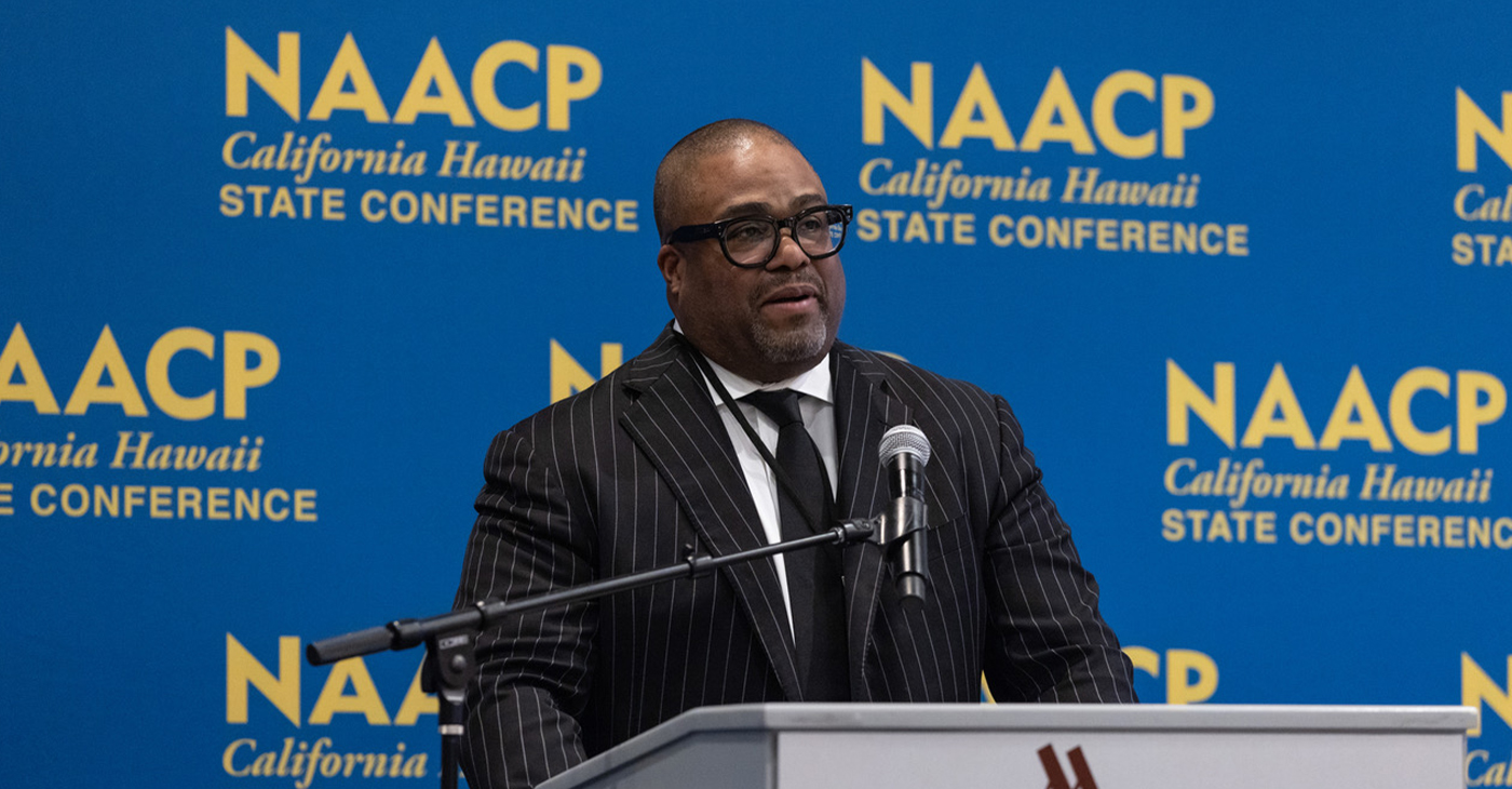 Rick L. Callender, Esq., President of the NAACP CA-Hawaii, addressing attendees at the state convention, October 2024. Photo by Rich Woods.