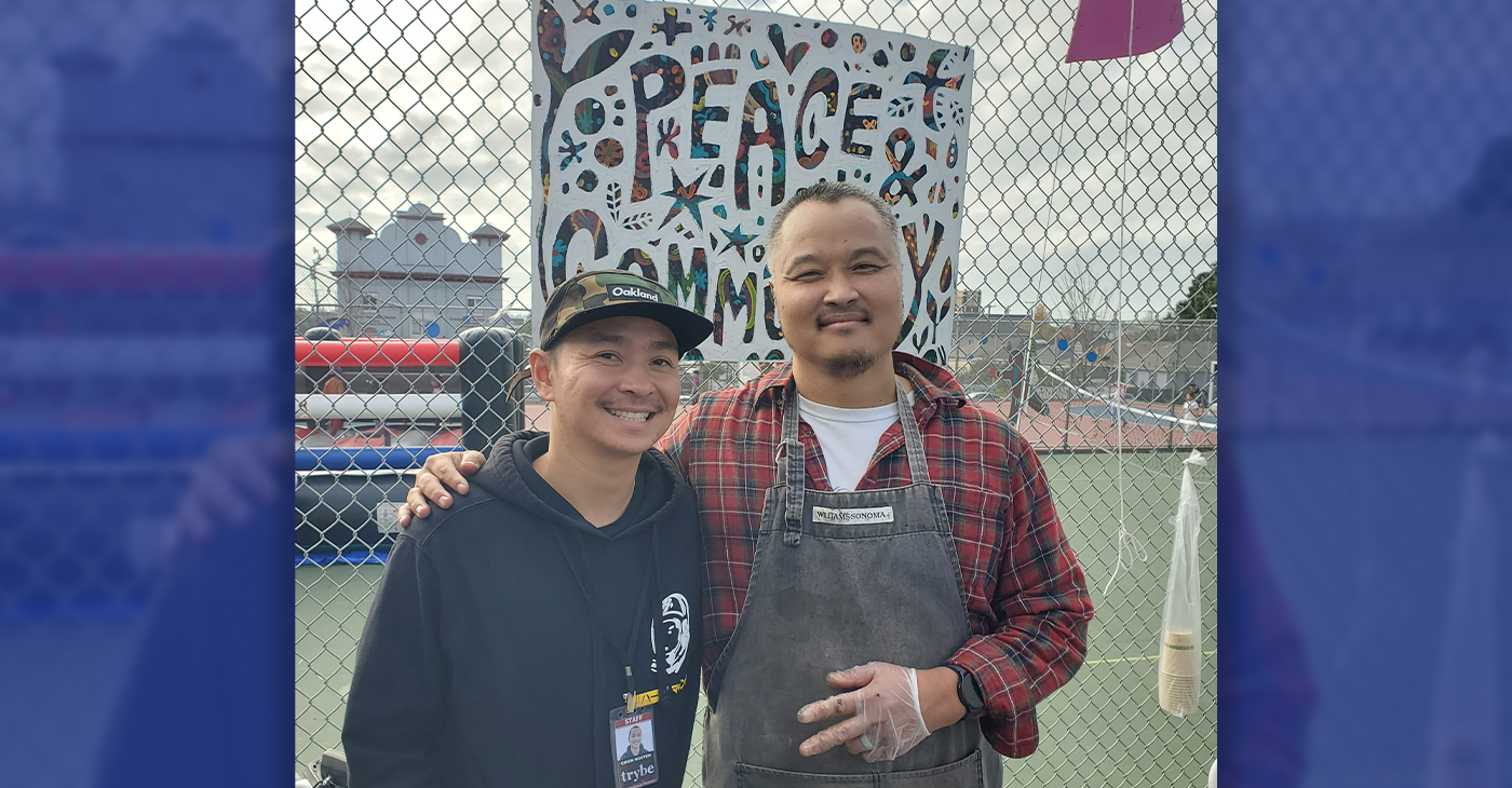 Oakland Trybe Hosts Christmas Celebration at San Antonio Park. (L-R:) Oakland Trybe Clinton Park Site Director Chien Nguyen and Oakland Trybe Executive Director, Pastor Andrew Park. Photo by Carla Thomas