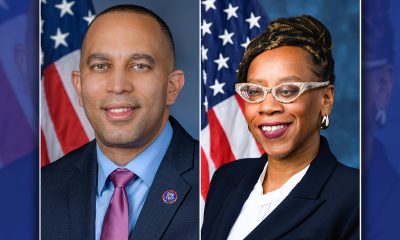 U.S. House Minority Leader Hakeem Jeffries (left) and Rep. Lateefah Simon (D-CA-12) (Right).