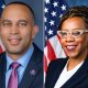 U.S. House Minority Leader Hakeem Jeffries (left) and Rep. Lateefah Simon (D-CA-12) (Right).