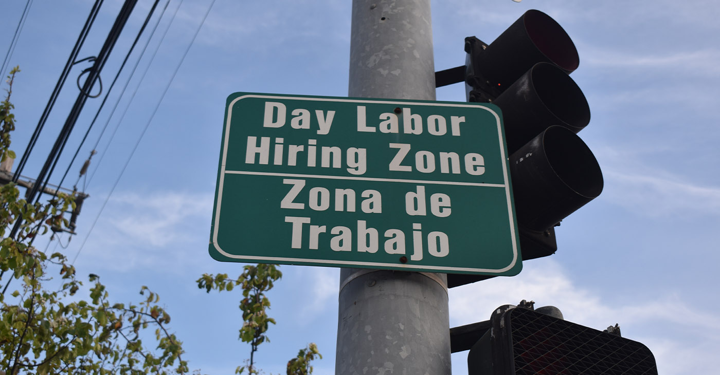 Day laborer zone sites are scattered across several streets in East Oakland, California. The sites allow workers to find temporary jobs in skilled labor such as construction, landscaping, and agriculture. Photo by Magaly Muñoz.