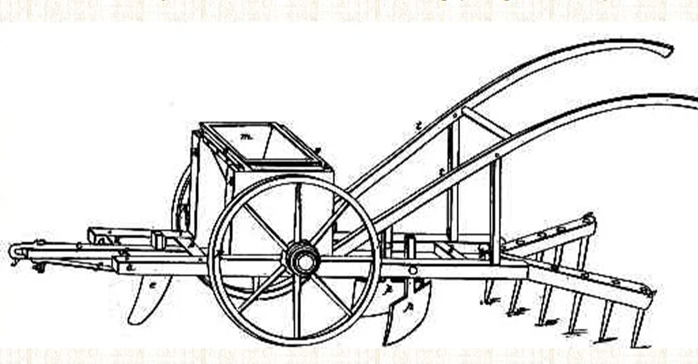 A sketch of one of Henry Blair’s inventions, the seed planter. Image courtesy United States Patent and Trademark Office.
