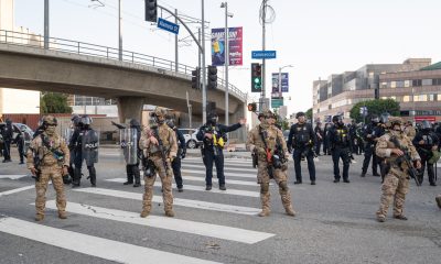 Los Angeles, USA – June 8, 2025. National Guard troops on standby during a downtown demonstration against expanded ICE operations and in support of immigrant rights. Shutterstock.