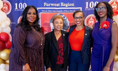 Farwest Regional Director, Kimberly Usher, Mayor Barbara Lee, US Representative Lateefah Simon, and Farwest Regional Representative, Radiya Ajibade. Photo courtesy of Farwest Regional Photographer Vicki P. Love.