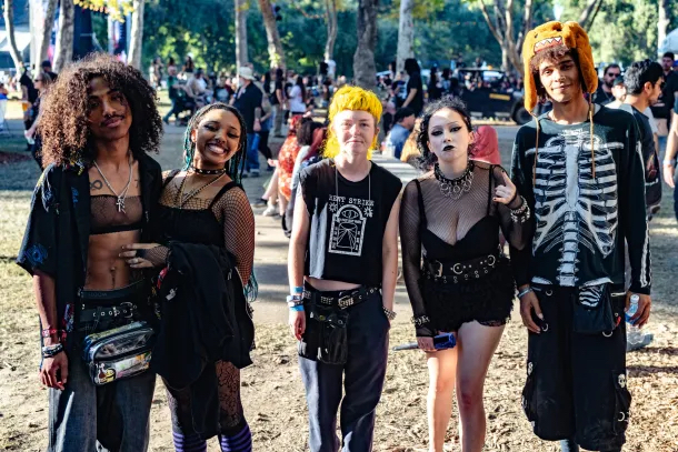 From left, Terence, Debreah, Gabriel, Madison, and Tez at Aftershock music festival in Discovery Park, Oct. 4, 2025. Louis Bryant III, OBSERVER